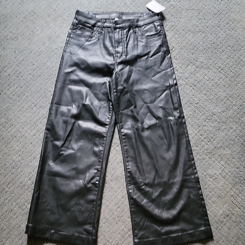 KUT From Kloth SIZE 4 Black Wide-Leg Faux Leather Pants